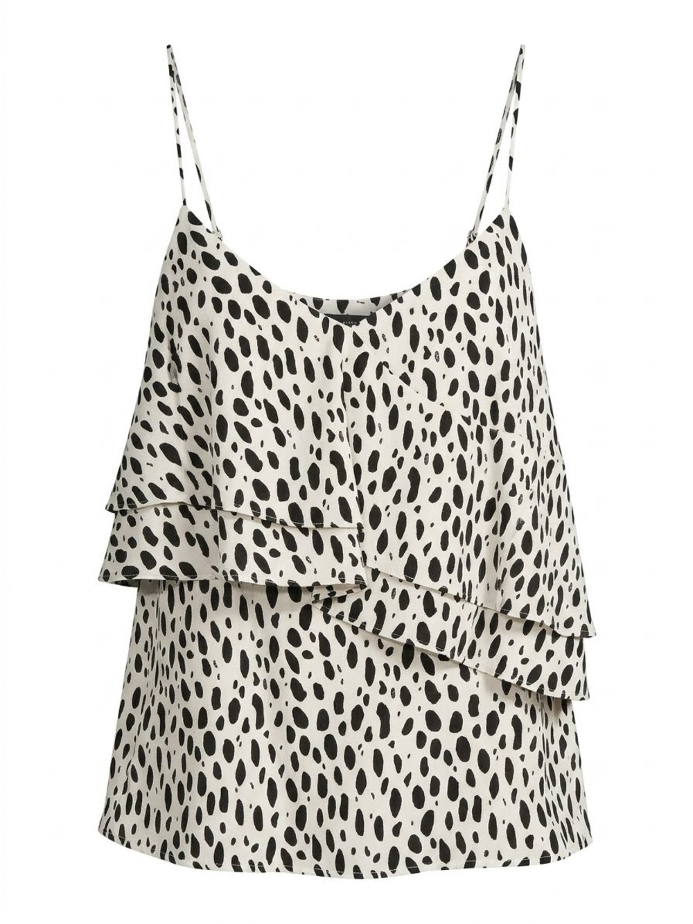 J. Crew 100% Silk Cream and Black Spotted Layered Cami Top Size 6